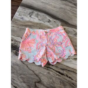 Lilly Pulitzer Buttercup Scalloped Hem‎ Shorts Size 00 Colorful Patterned